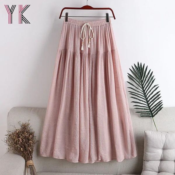skirts cotton linen elastic high waist drawstring solid color loose long summer elegant aesthetic midi skirt korean fashion saia, Black
skirts cotton linen elastic high waist drawstring solid color loose long summer elegant aesthetic midi skirt korean fashion saia, Black