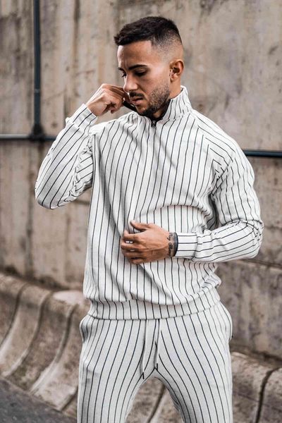 tracksuits boutique sports suit 2021 spring and autumn stripe men's fitness running long sleeve sweater slim pants, Gray
tracksuits boutique sports suit 2021 spring and autumn stripe men's fitness running long sleeve sweater slim pants, Gray