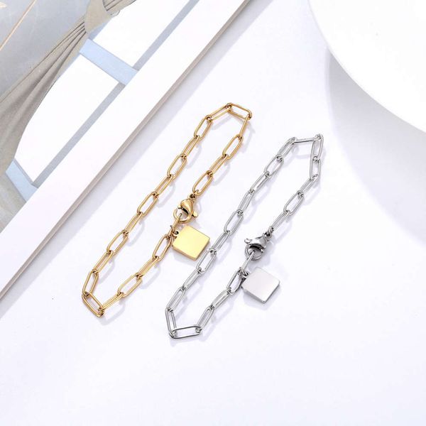 straight new korean titanium steel square brand silver bracelet women's classic simple and personalized jewelry, Black
straight new korean titanium steel square brand silver bracelet women's classic simple and personalized jewelry, Black