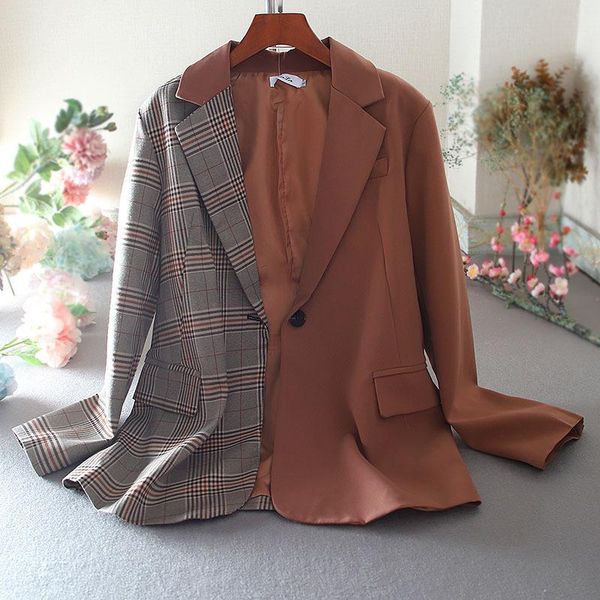 women's suits & blazers superaen plaid patchwork suit coat female slim waist casual color contrast notched office lady woman jacket, White;black
women's suits & blazers superaen plaid patchwork suit coat female slim waist casual color contrast notched office lady woman jacket, White;black