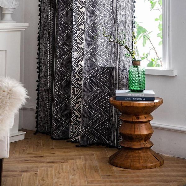 curtain & drapes bohemian style black geometric printing finished kitchen bay window tassel solid color semi blackout
curtain & drapes bohemian style black geometric printing finished kitchen bay window tassel solid color semi blackout