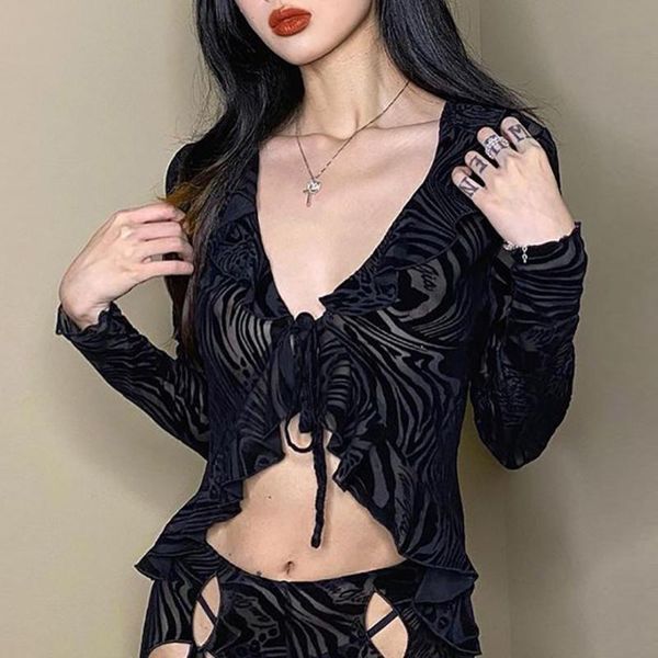 women's blouses & shirts rosetic 2021 summer fashion bandage blouse women v-neck mesh see through long sleeve navel high street casual, White
women's blouses & shirts rosetic 2021 summer fashion bandage blouse women v-neck mesh see through long sleeve navel high street casual, White