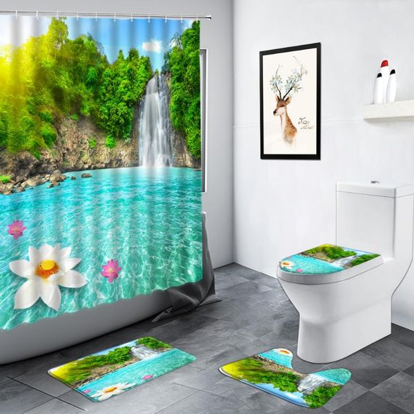 shower curtains forest waterfall landscape curtain green plants lotus flowers scenery bathroom decor toilet lid non-slip rug bath mat set
shower curtains forest waterfall landscape curtain green plants lotus flowers scenery bathroom decor toilet lid non-slip rug bath mat set