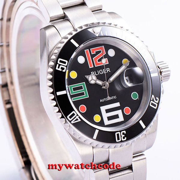 40 mm bliger black dial sapphire crystal date automatic movement herenhorlog b43, Slivery;brown
40 mm bliger black dial sapphire crystal date automatic movement herenhorlog b43, Slivery;brown