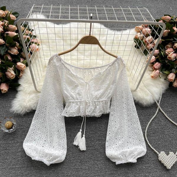 women's blouses & shirts woman puff long sleeve solid color short shirt drop hollow out womens omighty slim fit top, White
women's blouses & shirts woman puff long sleeve solid color short shirt drop hollow out womens omighty slim fit top, White