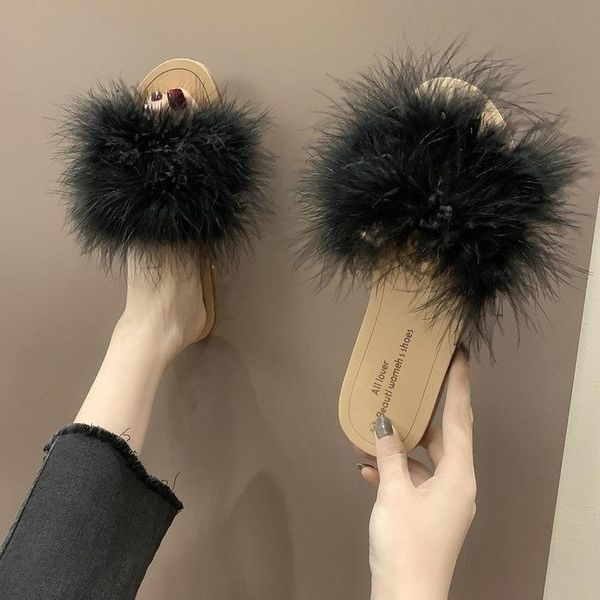 slippers 2021 fur round head fluffy home female furry slides indoor summer real flip flops ladies luxury sandals, Black
slippers 2021 fur round head fluffy home female furry slides indoor summer real flip flops ladies luxury sandals, Black