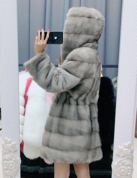 women's fur & faux women natural real mink coat 2021 female medium long hooded overcoat autumn and winter outerwear, Black
women's fur & faux women natural real mink coat 2021 female medium long hooded overcoat autumn and winter outerwear, Black