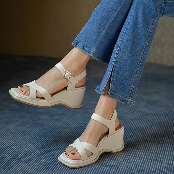 sandals 2021 high heels wedges women classic casual shoes buckle summer genuine leather, Black
sandals 2021 high heels wedges women classic casual shoes buckle summer genuine leather, Black