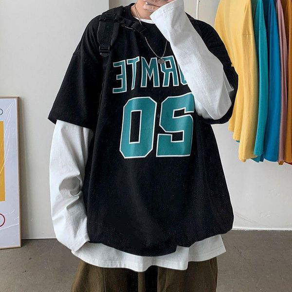 men's t-shirts 2021 fake two-piece t-shirt men women oversized trend long-sleeved shirts hong kong style versatile hip hop grunge stree, White;black
men's t-shirts 2021 fake two-piece t-shirt men women oversized trend long-sleeved shirts hong kong style versatile hip hop grunge stree, White;black