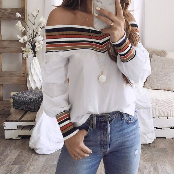 women's blouses & shirts designer women autumn off multicolor long blouse blusas mujer moda bcwd, White
women's blouses & shirts designer women autumn off multicolor long blouse blusas mujer moda bcwd, White