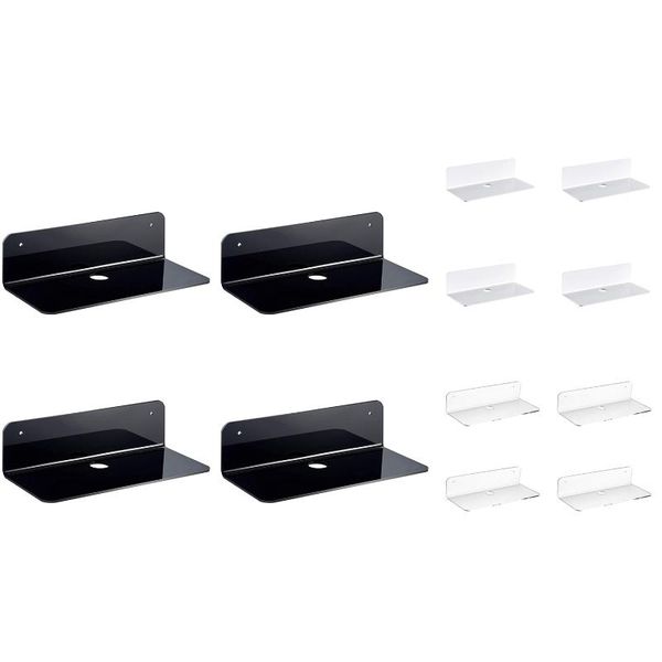 acrylic floating wall shelves set of 4, flexible use space, adhesive display shelf for smart speaker kitchen storage & organization 
acrylic floating wall shelves set of 4, flexible use space, adhesive display shelf for smart speaker kitchen storage & organization