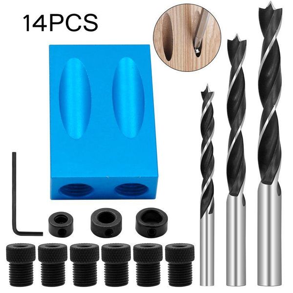 professional hand tool sets 14pcs woodworking oblique hole locator drill bits pocket jig kit 15 degree angle guide set puncher diy carpentry
professional hand tool sets 14pcs woodworking oblique hole locator drill bits pocket jig kit 15 degree angle guide set puncher diy carpentry