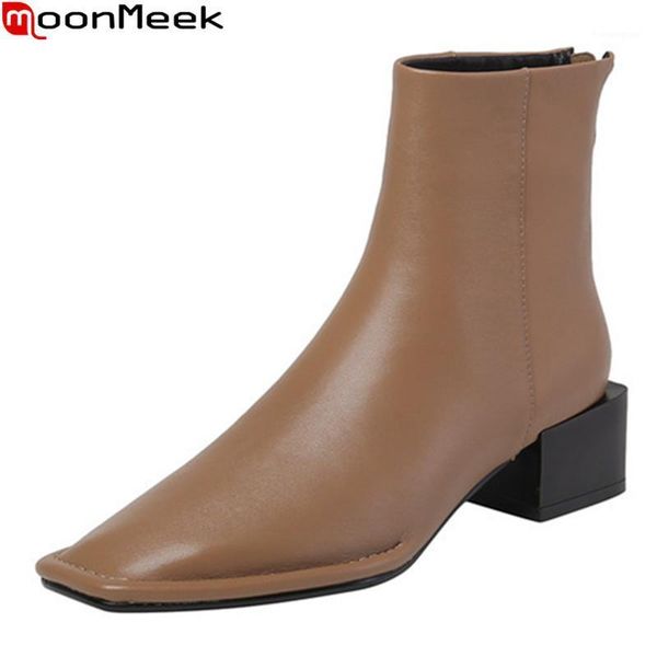 boots moonmeek 2021 women genuine leather thick heels square toe 3 colors ankle for woman1, Black
boots moonmeek 2021 women genuine leather thick heels square toe 3 colors ankle for woman1, Black