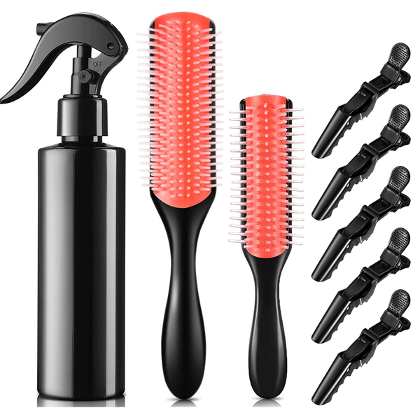 hair brushes 8 pcs 9-row styling brush spray bottle alligator clips curly detangling hairstyling separating shaping, Silver
hair brushes 8 pcs 9-row styling brush spray bottle alligator clips curly detangling hairstyling separating shaping, Silver