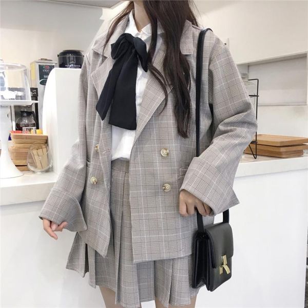 two piece dress mumuzi preppy style plaid suit blazers and pleated skirt two-piece set college outfits coats mori girl, White
two piece dress mumuzi preppy style plaid suit blazers and pleated skirt two-piece set college outfits coats mori girl, White