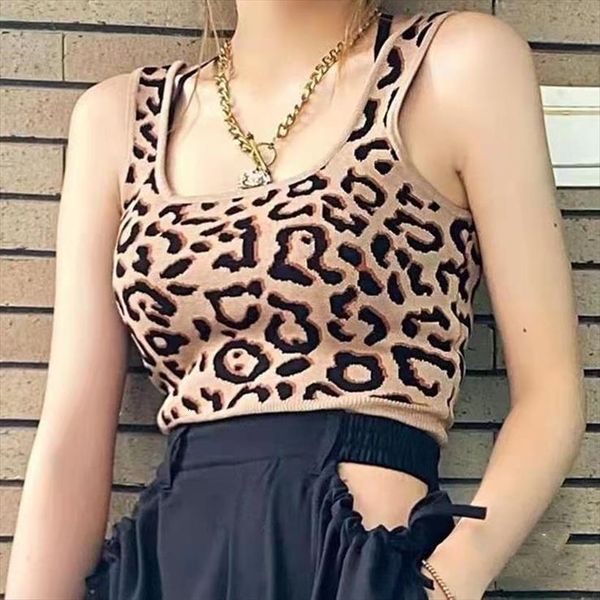 summer crop knitted women camis leopard sports cottagecore stretchy camisole soft, White 
summer crop knitted women camis leopard sports cottagecore stretchy camisole soft, White