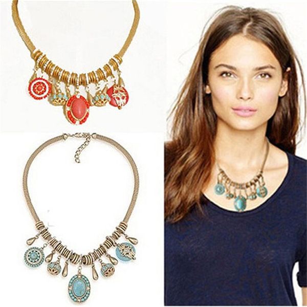 fashion jewelry network stone pendant snake bone chain short necklace, Silver