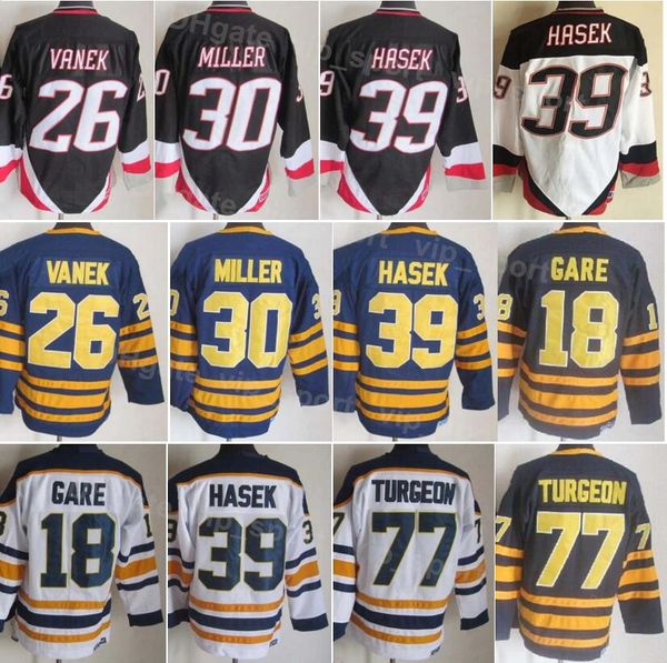 men ice hockey vintage retro 30 ryan miller jersey ccm 77 pierre turgeon 39 dominic hasek 26 thoma vanek 18 danny gare 16 pat lafontaine 10, Black;red
men ice hockey vintage retro 30 ryan miller jersey ccm 77 pierre turgeon 39 dominic hasek 26 thoma vanek 18 danny gare 16 pat lafontaine 10, Black;red