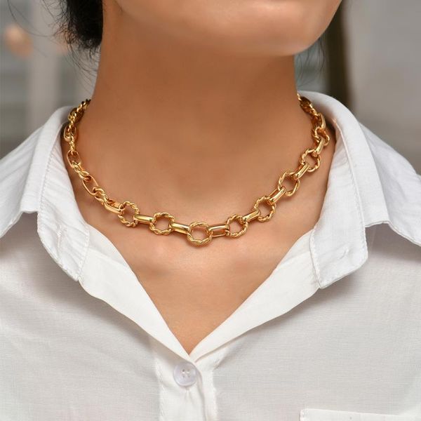 chains gold punk geometric twisted circle chain necklace for women trendy round link metal choker jewelry gifts, Silver
chains gold punk geometric twisted circle chain necklace for women trendy round link metal choker jewelry gifts, Silver