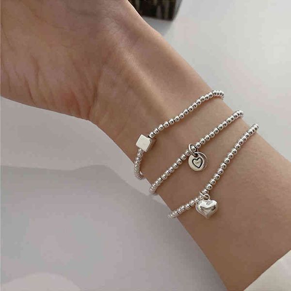 925 sterling silver geometric square heart pendant bracelet simple female beads chain wholesale, Black
925 sterling silver geometric square heart pendant bracelet simple female beads chain wholesale, Black