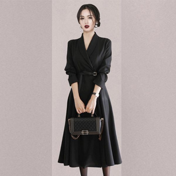 casual dresses temperament high-end ol office women long dress female 2021 spring notched collar long-sleeved with belt big swing, Black;gray
casual dresses temperament high-end ol office women long dress female 2021 spring notched collar long-sleeved with belt big swing, Black;gray
