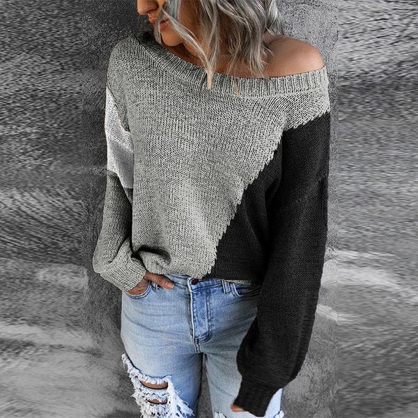 women's sweaters 2021 off shoulder women sweater autumn winter casual knitted pullover fashion color patchwork elegant loose, White;black
women's sweaters 2021 off shoulder women sweater autumn winter casual knitted pullover fashion color patchwork elegant loose, White;black