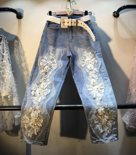 women's jeans european style for women 2021 summer heavy beaded sequin lace flowers high waist thin straight denim pants mujer, Blue
women's jeans european style for women 2021 summer heavy beaded sequin lace flowers high waist thin straight denim pants mujer, Blue