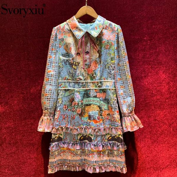 casual dresses svoryxiu fashion designer autumn winter vintage party short dress women's flare sleeve cartoon print cascading ruffle, Black;gray
casual dresses svoryxiu fashion designer autumn winter vintage party short dress women's flare sleeve cartoon print cascading ruffle, Black;gray