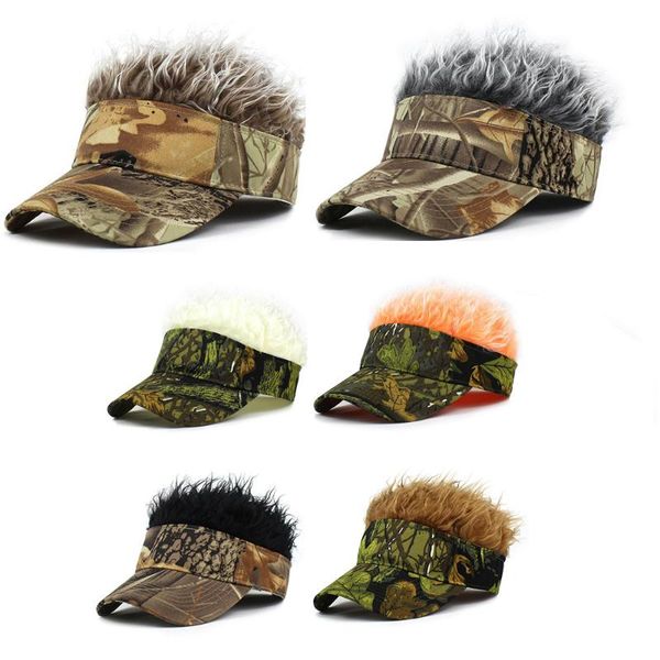 outdoor hats adjustable casual camouflage hairs wigs visor hat men cap sunshade baseball hip hop street, Black;white 
outdoor hats adjustable casual camouflage hairs wigs visor hat men cap sunshade baseball hip hop street, Black;white