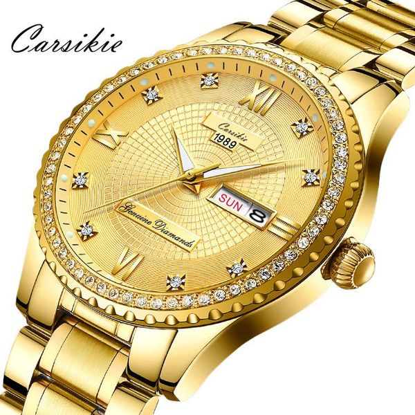 wristwatches 2021 men's watch trend set in diamond gold glow-in-the-dark waterproof double calendar solid steel band watches for men, Slivery;brown
wristwatches 2021 men's watch trend set in diamond gold glow-in-the-dark waterproof double calendar solid steel band watches for men, Slivery;brown