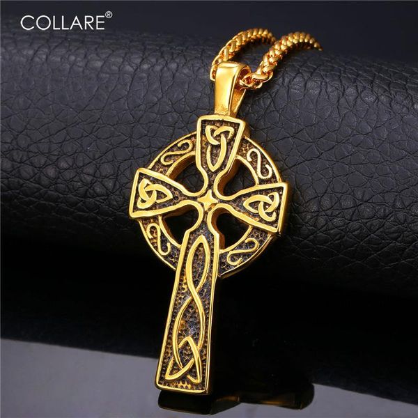 collare viking cross pendant triple horn of odin jewelry stainless steel gold color christian celtic knot necklace p050 chains, Silver
collare viking cross pendant triple horn of odin jewelry stainless steel gold color christian celtic knot necklace p050 chains, Silver