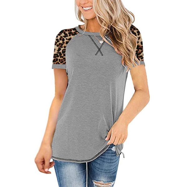 women's t-shirt women leopard print patchwork short sleeve round neck casual witch fashion lady tees spring and summer base clothes, White
women's t-shirt women leopard print patchwork short sleeve round neck casual witch fashion lady tees spring and summer base clothes, White