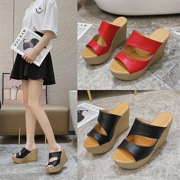 slippers 2021 est open toe leather thick bottom shoes woman summer super high heel sandals outside wearing fashion lightweig, Black
slippers 2021 est open toe leather thick bottom shoes woman summer super high heel sandals outside wearing fashion lightweig, Black