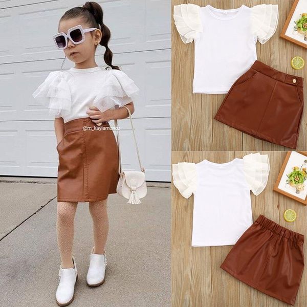 clothing sets girls' suit summer style white flounced sleeve brown pu skirt outfit girl casual two-piece
clothing sets girls' suit summer style white flounced sleeve brown pu skirt outfit girl casual two-piece