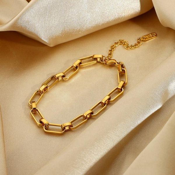 link, chain ins exaggerated hollow thick bracelet street style punk jewelry gold plated stainless steel 33, Black
link, chain ins exaggerated hollow thick bracelet street style punk jewelry gold plated stainless steel 33, Black