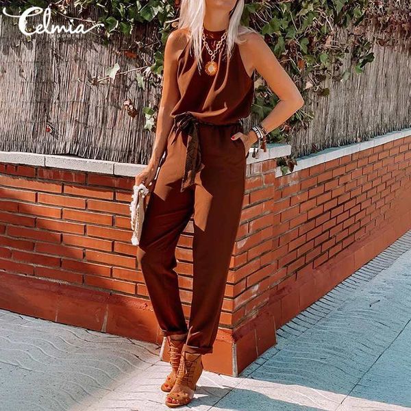 rompers 5xl celmia women long jumpsuit halter sleeveless 2021 summer pockets casual loose solid work playsuits plus size 7, Black;white
rompers 5xl celmia women long jumpsuit halter sleeveless 2021 summer pockets casual loose solid work playsuits plus size 7, Black;white