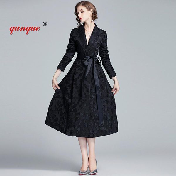women's trench coats qunque 2021 winter boutique jacquard windbreaker medium and long over the knee jacket, Tan;black 
women's trench coats qunque 2021 winter boutique jacquard windbreaker medium and long over the knee jacket, Tan;black
