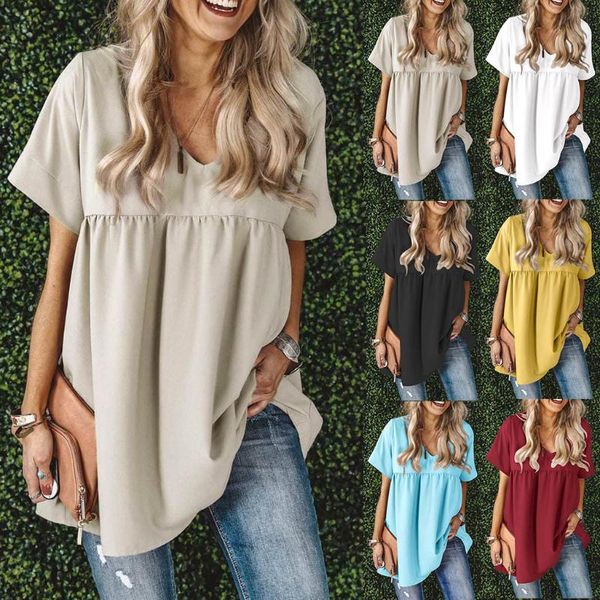 women blouses elegant summer v neck short sleeve solid loose casual shirt flowy plus size blouse blusa feminina je15 women's & shir, White
women blouses elegant summer v neck short sleeve solid loose casual shirt flowy plus size blouse blusa feminina je15 women's & shir, White
