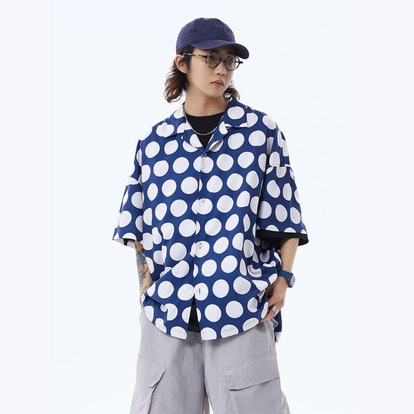 men summer vintage dot loose casual short sleeve shirt male women japan korea streetwear hip hop couple beach shirts men's, White;black
men summer vintage dot loose casual short sleeve shirt male women japan korea streetwear hip hop couple beach shirts men's, White;black