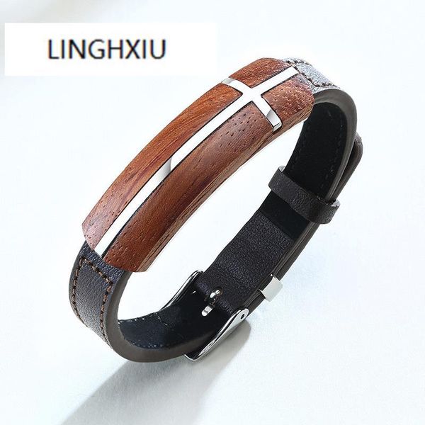 link, chain genuine leather bracelet real rosewood men wristband gents elegant jewelry, Black
link, chain genuine leather bracelet real rosewood men wristband gents elegant jewelry, Black