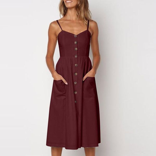 casual dresses fashion women's summer spaghetti strap solid colors front button high waist a-line pocket sling beach dress sundress ves, Black;gray
casual dresses fashion women's summer spaghetti strap solid colors front button high waist a-line pocket sling beach dress sundress ves, Black;gray