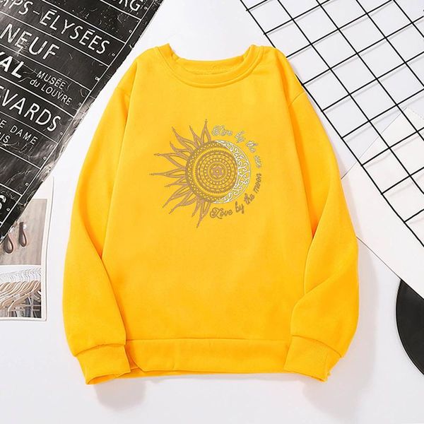 women's hoodies & sweatshirts printed live women sun moon pattern casual oversized autumn winer print long sleeve tee moletom, Black 
women's hoodies & sweatshirts printed live women sun moon pattern casual oversized autumn winer print long sleeve tee moletom, Black