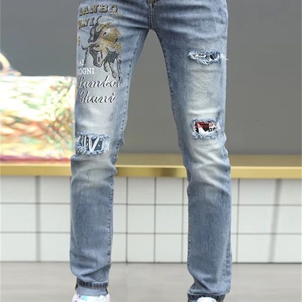 jean spring and summer european station taurus drill jeans broken hole fashion thin male pants, Blue
jean spring and summer european station taurus drill jeans broken hole fashion thin male pants, Blue