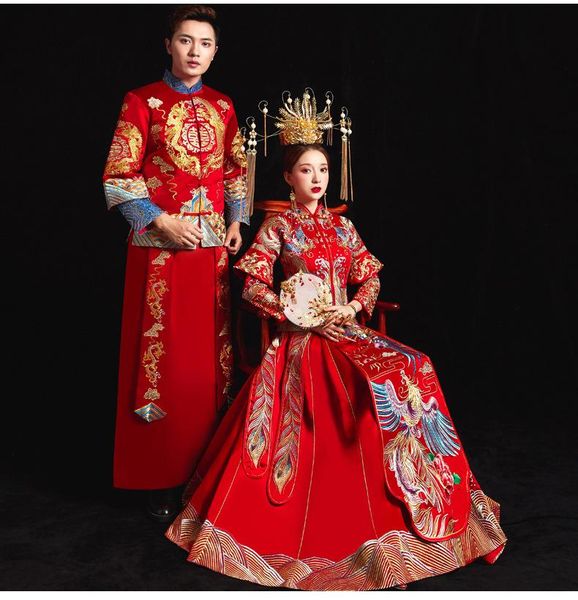 chinese traditional bride groom clothing wedding dress female dragon gown slim cheongsam married evening gowns ethnic, Red
chinese traditional bride groom clothing wedding dress female dragon gown slim cheongsam married evening gowns ethnic, Red