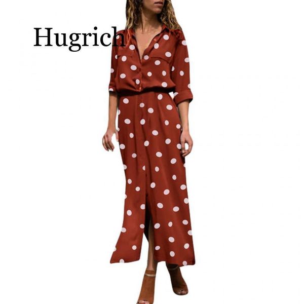 women summer dot print long sleeve button dress party beach vintage polka-dot women's dresses sukienki damskie casual, Black;gray
women summer dot print long sleeve button dress party beach vintage polka-dot women's dresses sukienki damskie casual, Black;gray