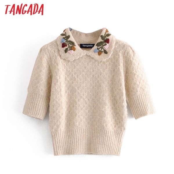 women fashion embroidery knitted sweater jumper short sleeve female pullovers chic 3h168 210416, White;black
women fashion embroidery knitted sweater jumper short sleeve female pullovers chic 3h168 210416, White;black