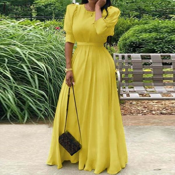 fashion puff sleeve maxi women dress summer elegant o neck kaftan party sundress lace up dresses solid long vestidos, Black;gray
fashion puff sleeve maxi women dress summer elegant o neck kaftan party sundress lace up dresses solid long vestidos, Black;gray