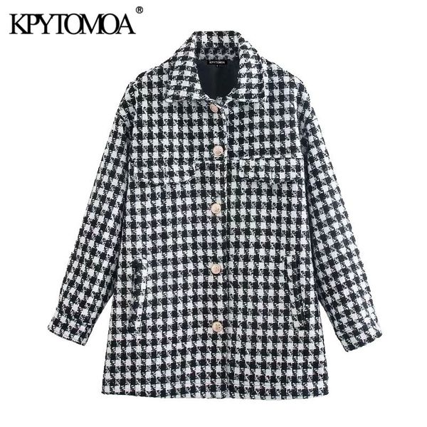 women fashion with pockets loose check tweed jacket coat vintage long sleeve button-up female outerwear chic 210416, Black;brown
women fashion with pockets loose check tweed jacket coat vintage long sleeve button-up female outerwear chic 210416, Black;brown