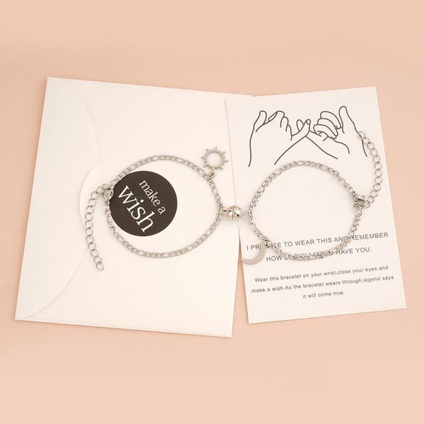 link, chain 2pcs/set stainless steel sun moon couple bracelets magnet attraction love heart shaped charms for women men jewelry lover gifts, Black
link, chain 2pcs/set stainless steel sun moon couple bracelets magnet attraction love heart shaped charms for women men jewelry lover gifts, Black