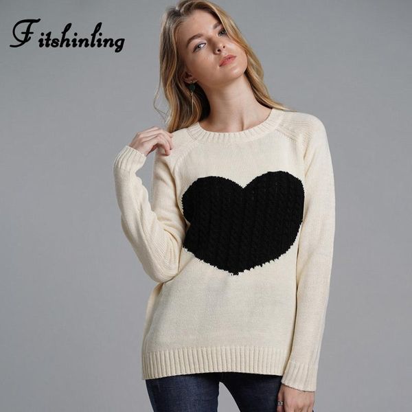 women's sweaters fitshinling heart patchwork lady's sweater casual slim pullover female clothes knitwear autumn winter cute for wo, White;black
women's sweaters fitshinling heart patchwork lady's sweater casual slim pullover female clothes knitwear autumn winter cute for wo, White;black